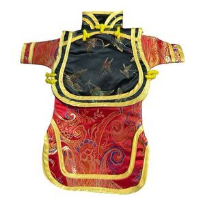 Chinese Qipao Dress Wine Bottle Cover Red & Gold Unused